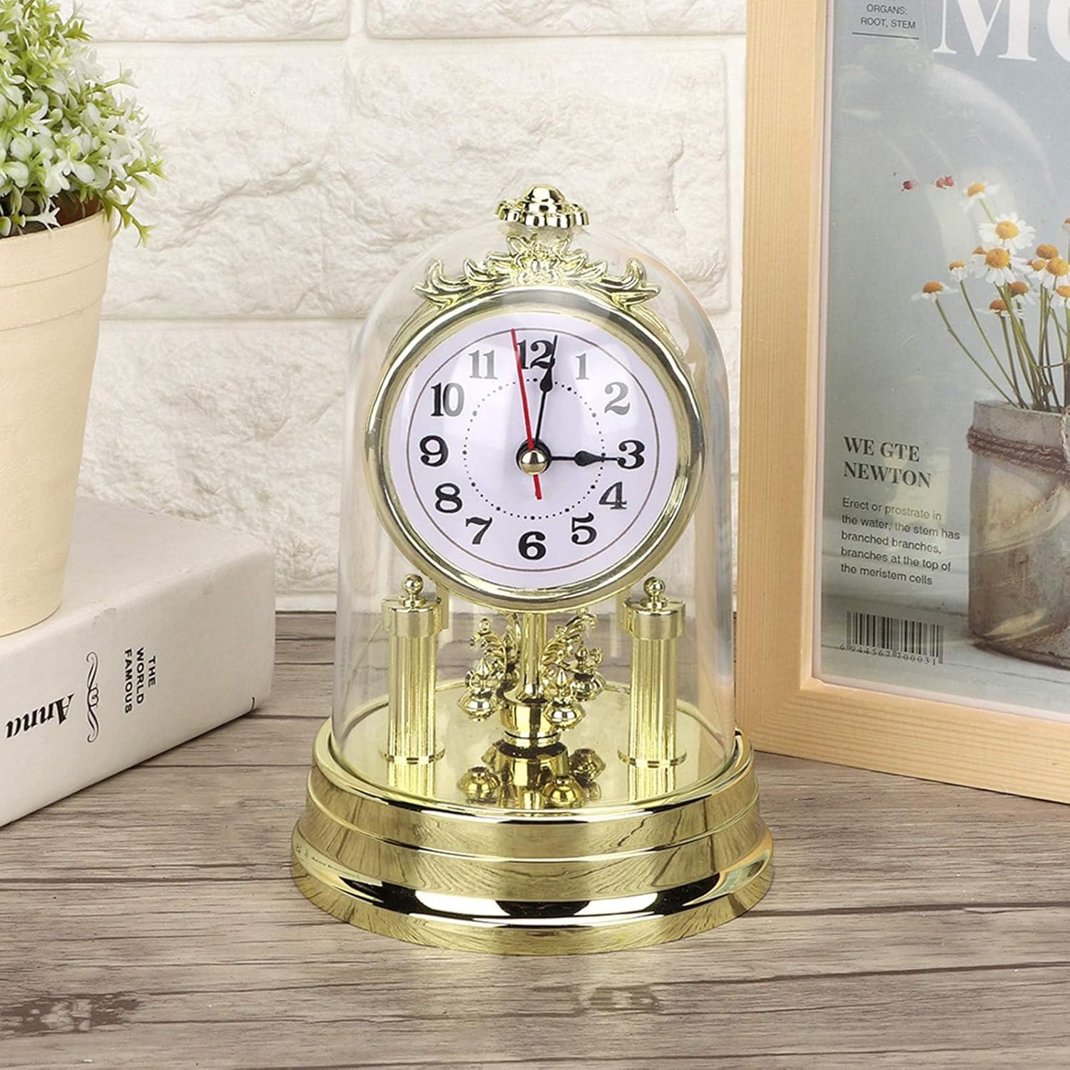 Wall Clock, Wall Timer, Table Quiet Alarm Clock with Clear Clock Cover Mantel Clock Decors Home Decor, Mantel Clock Farmhouse Clock Silent Table Clock