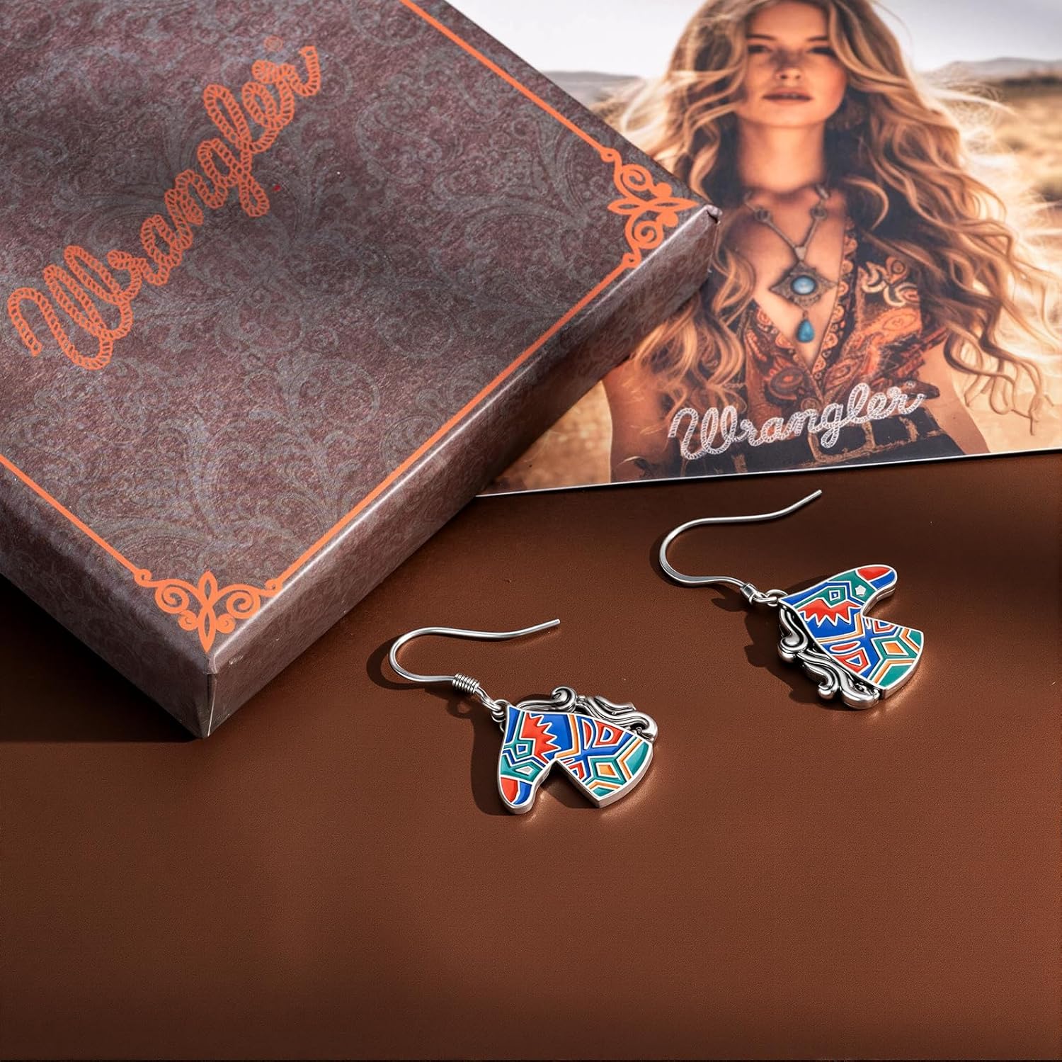 Wrangler Western Boots Horse Dangle Earrings for Women Cowgirl Cowboy Lightweight Retro Country Chocha Jewelry - Image 3