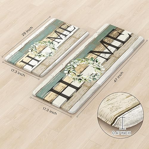 Miniatura 3 de KIMODE 2 tapetes de cocina, acolchados antifatiga, alfombras y tapetes de cocina de granja, antideslizantes, impermeables, para piso, tapete de