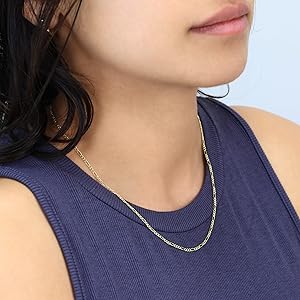 アクセサリー 10K Figaro Necklace 51cm 2mm 2MM 10K Yellow Gold Figaro Link Chain Necklace