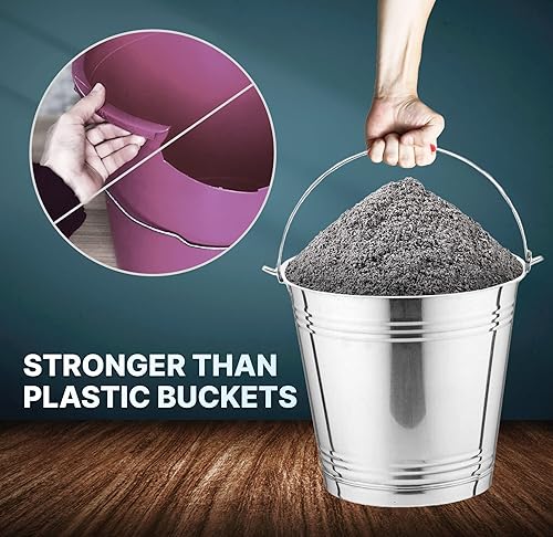 Miniatura 10 de Skywin Bote de metal con tapa, cubo de metal duradero de 4 galones con tapa para cargas pesadas, bote de basura de metal respetuoso con el medio