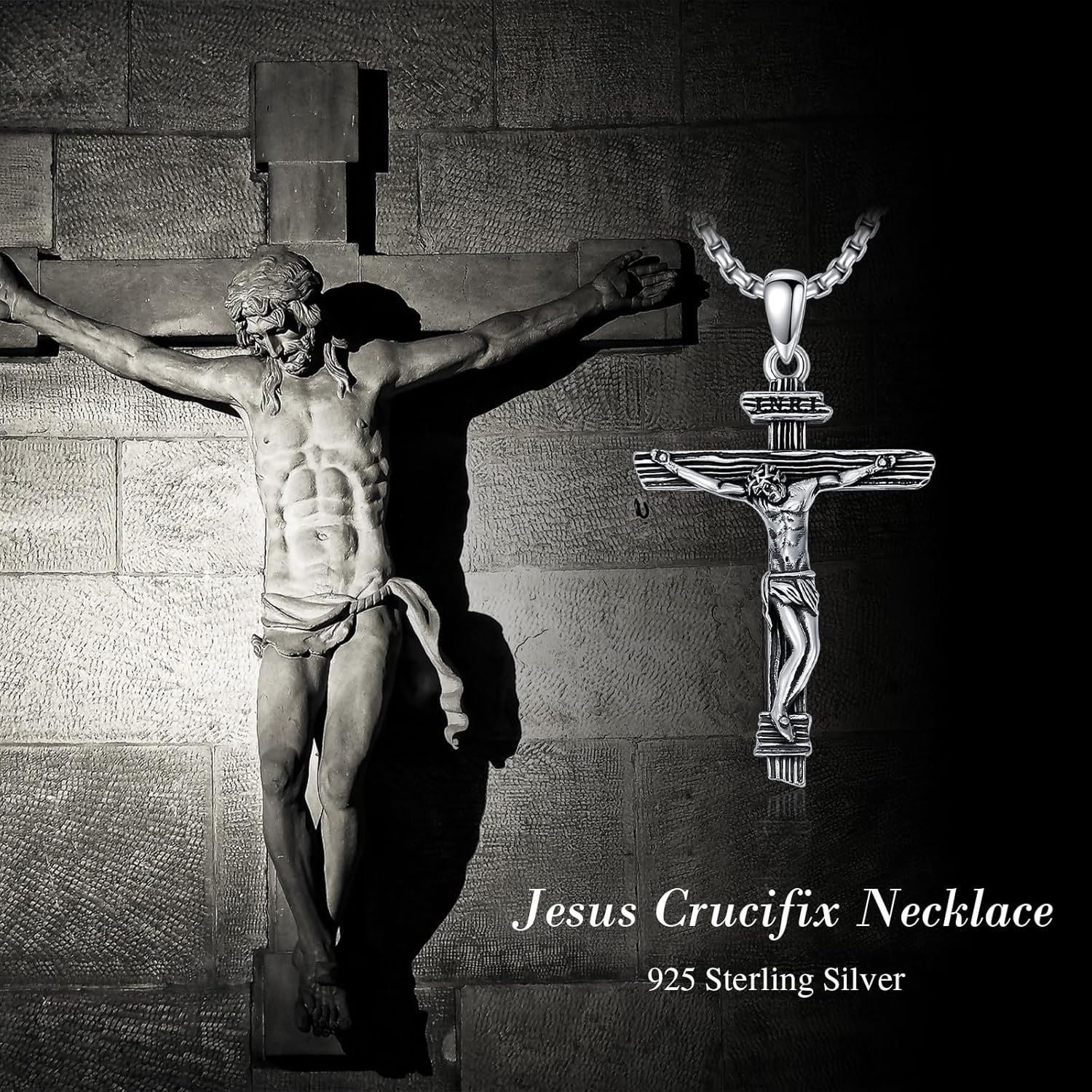 Cross Necklace for Men Women 925 Sterling Silver Crucifix/Baseball/Celtic/Ankh/Bone/Flag/Nail/Gothic Cross Pendant with Stainless Steel Chain for Him Birthday Christmas - Image 4