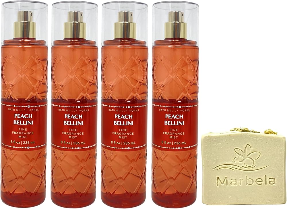Amazon.com : Bath & Body Works Peach Bellini 4 Pack Fragrance Mist