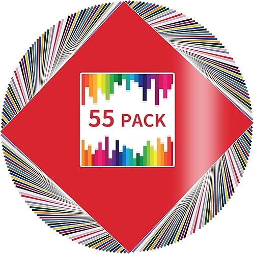 Vinilo adhesivo permanente para Cricut  Paquete de 55 (19 colores) paquete de vinilo para silueta, cortadores de cameo, letreros, álbumes de
