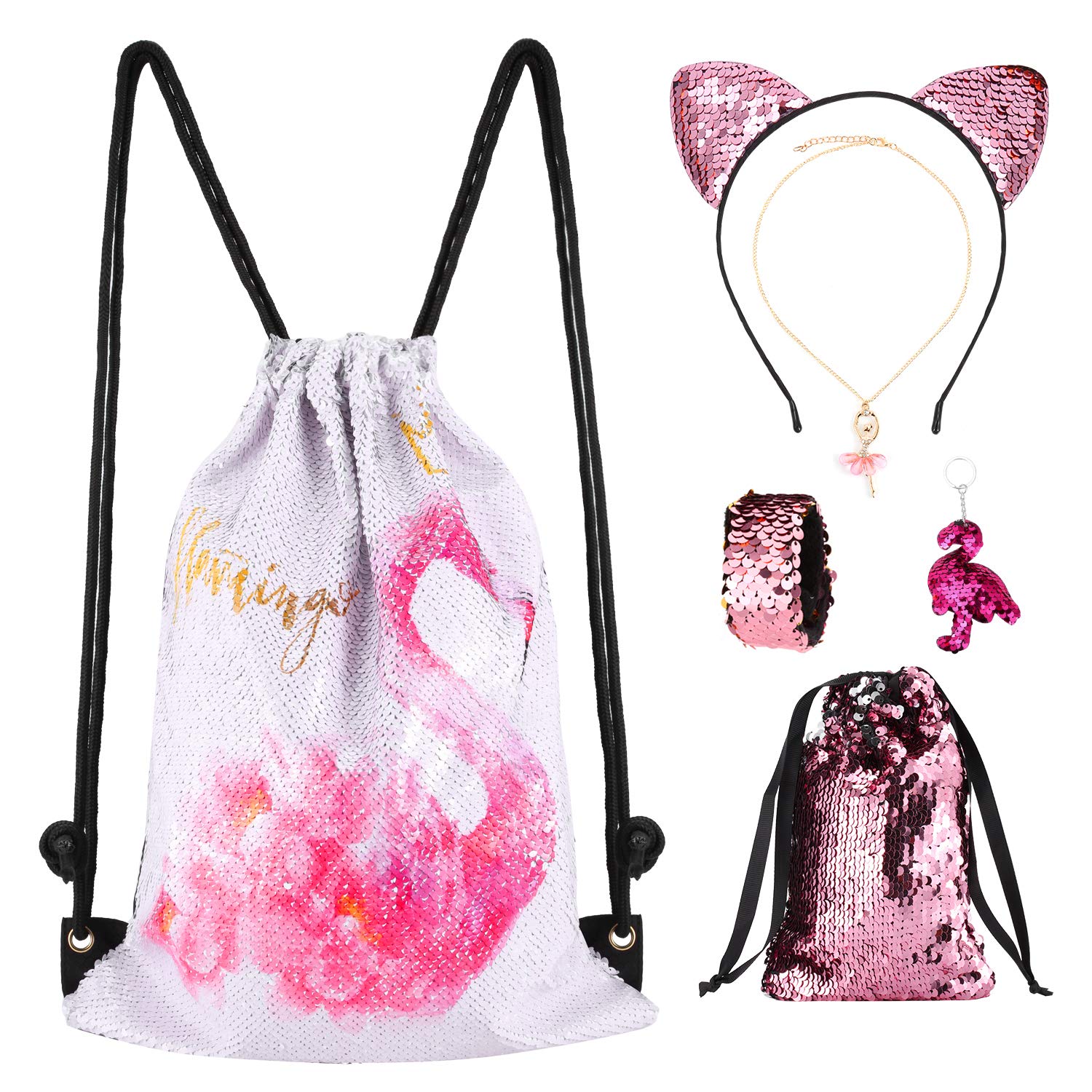 Rawstring Bag Sequin Mermaid Backpack Flamingo Dance Bag