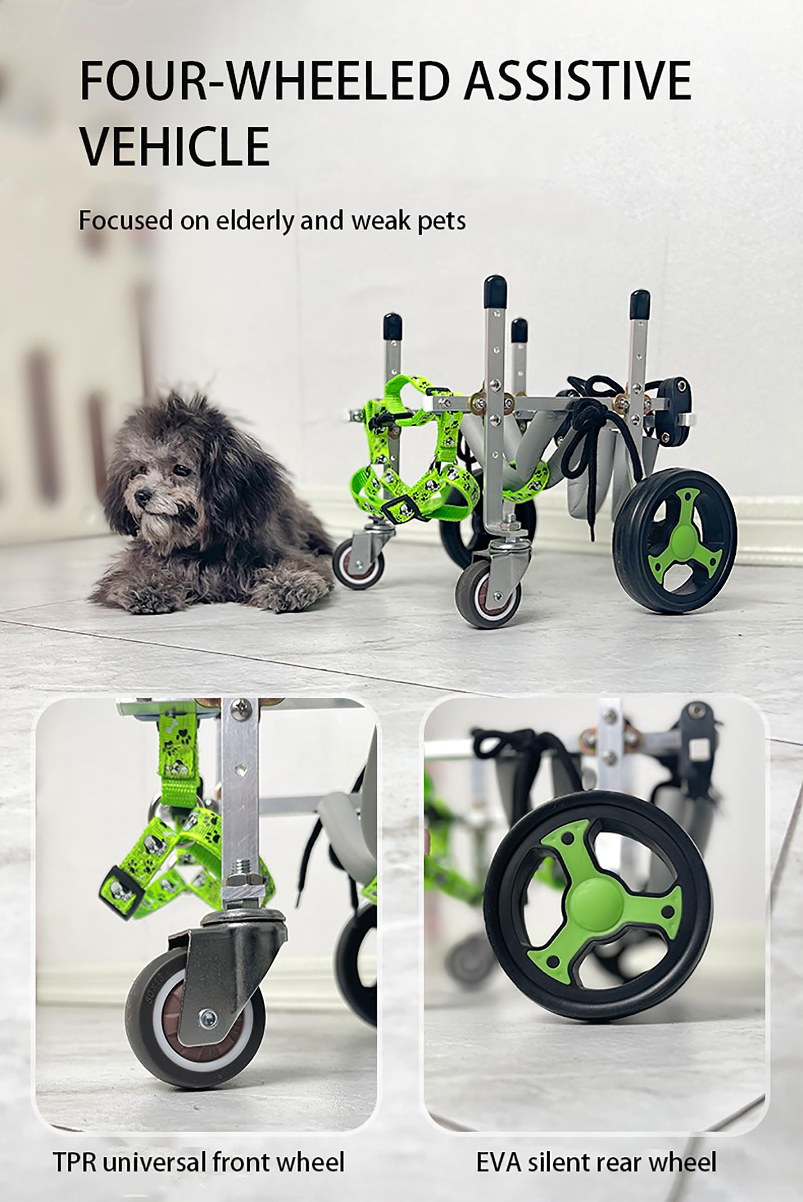 Sedia a rotelle per cani e gatti, sedia a rotelle leggera con 2 o 4 ruote, favorisce la libertà e la mobilità del tuo animale domestico
