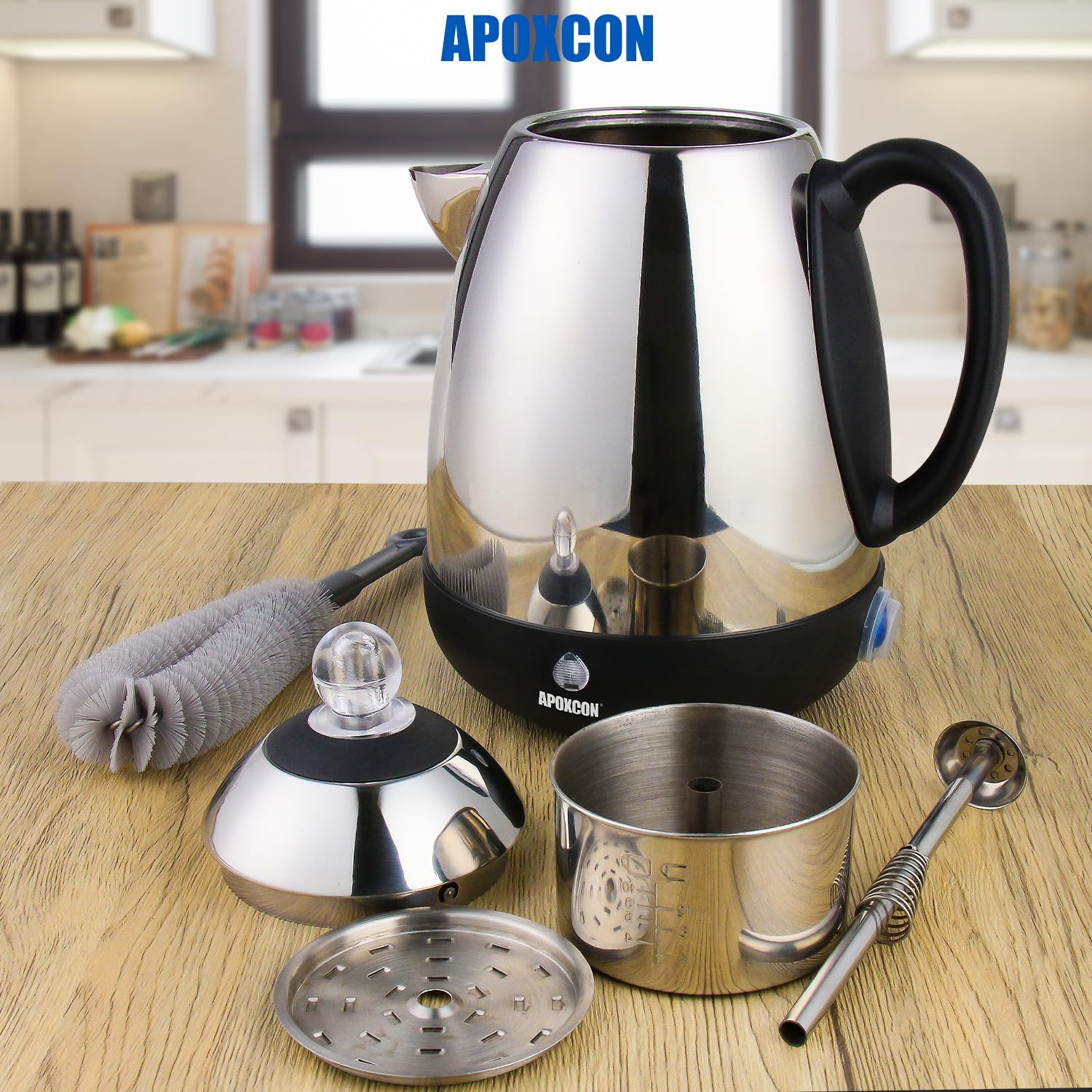 APOXCON Stainless Steel Coffee Maker - Keep Warm & Easy Pour -4