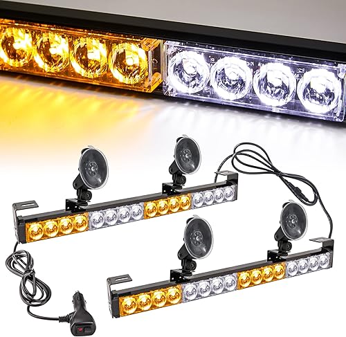 LE-JX - Barra de luz estroboscópica de emergencia 2 en 1, 21 patrones de flash, rojoblanco, de prevención de tráfico, de advertencia, para