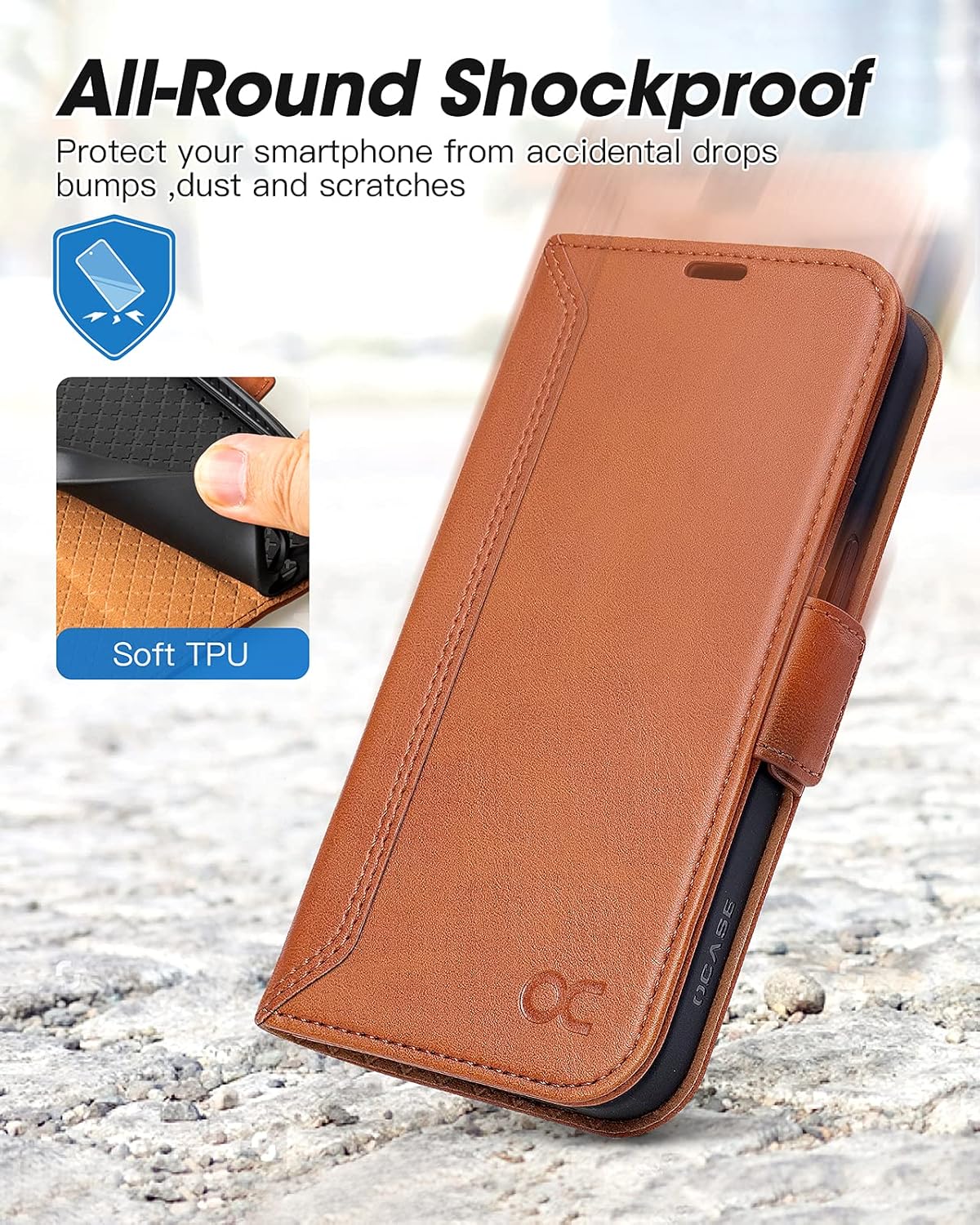 OCASE Retro Series Compatible with iPhone 13 Wallet Case with Card Holders [RFID Blocking][TPU Inner Shell ][Kickstand] PU Leather Flip Folio Shockproof Phone Cover 6.1 inch 2021 (Brown)
