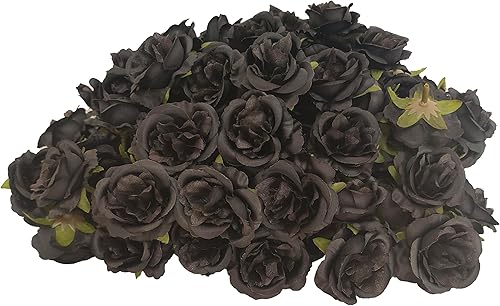 ATFL Cabezas de rosas artificiales de satén de 2.2 pulgadas, 80 cabezas de rosas de seda a granel, flores falsas sin tallo para hacer bien las