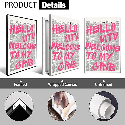 Miniatura 2 de Hello Mtv - Póster de lienzo con texto en inglés "Welcome To My Cune", con texto en inglés "Welcome To My Cune", con texto en inglés "Welcome To My