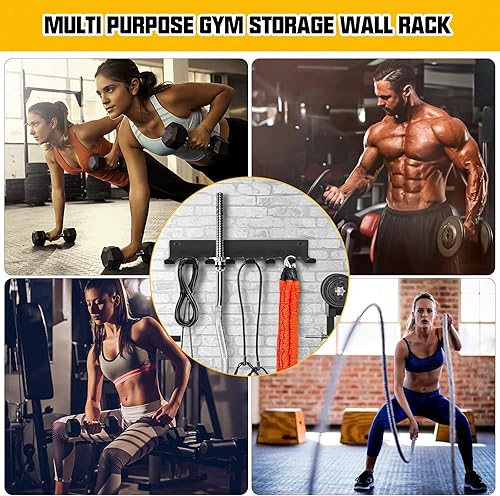 Miniatura 4 de Estante de almacenamiento de equipo de gimnasio, multiusos, montaje en pared, equipo de gimnasio en casa, estante de almacenamiento para bandas de