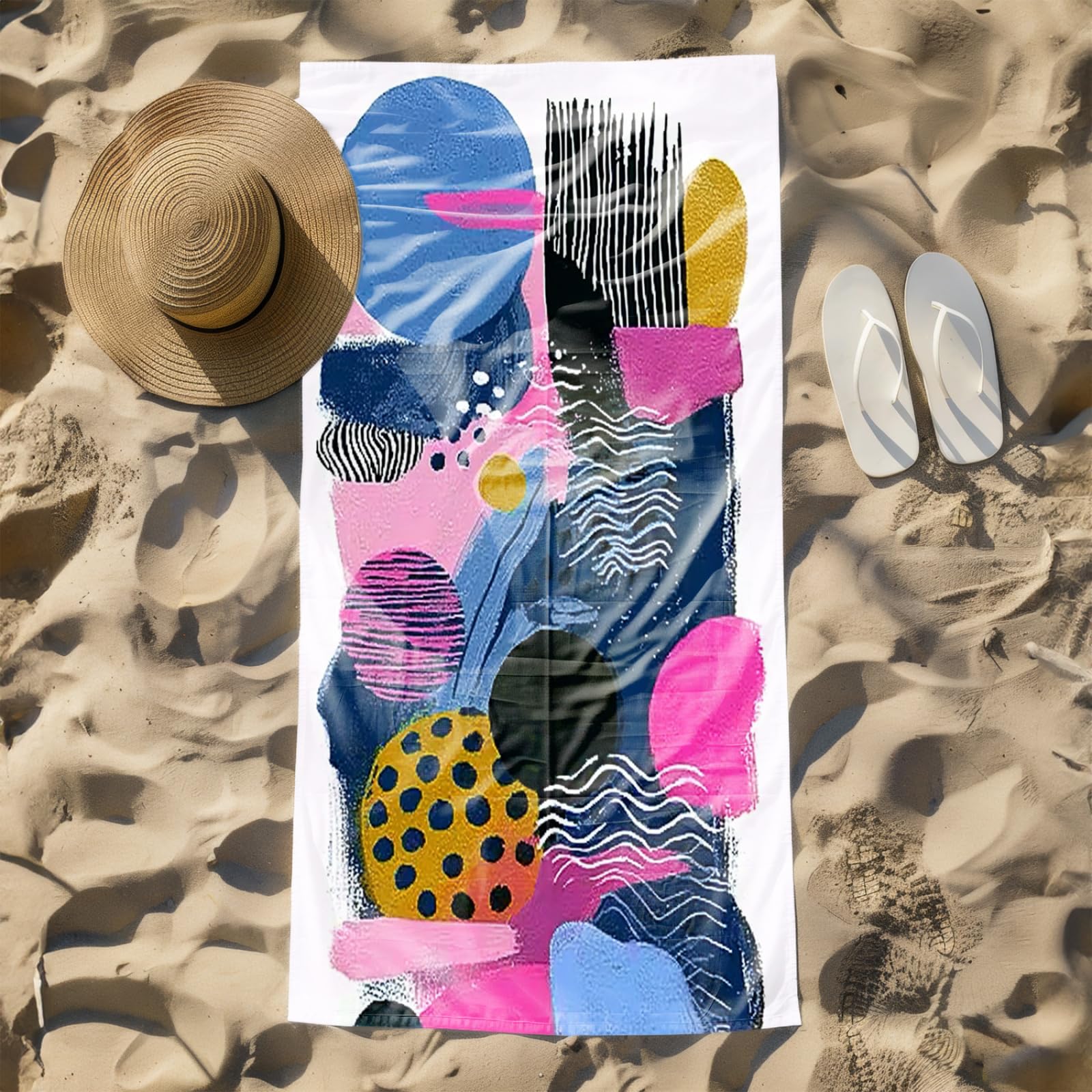 Genérico Toalla Playa 90X180 Patrón Amarillo Rosa Azul Grande Toallas de Playa Microfibra Ligera Secado Rápido Sin Arena para Mujer Hombre Viajes Vacaciones Natación Camping