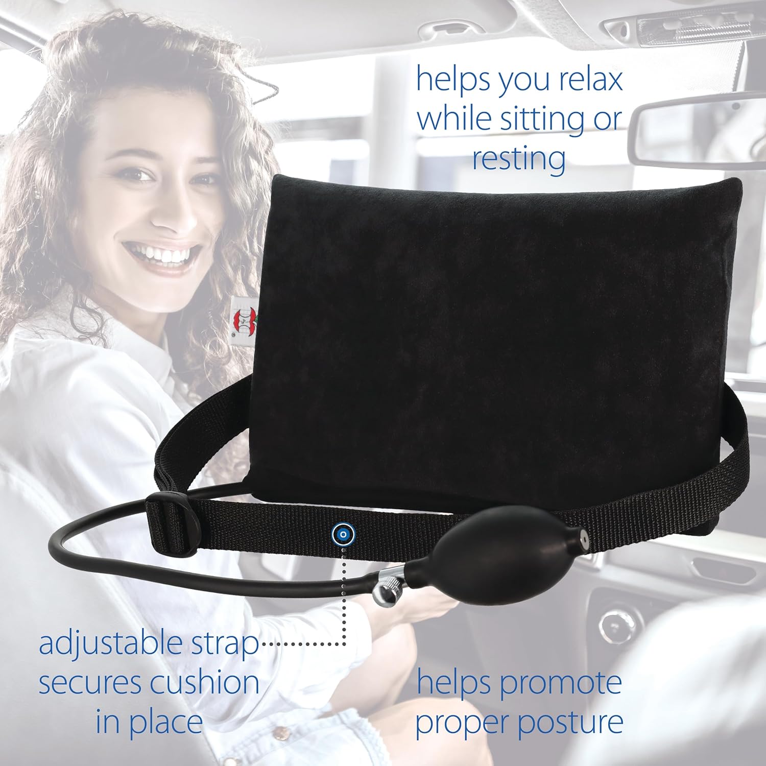 Core Products Small Inflatable Lumbar Cushion, Black