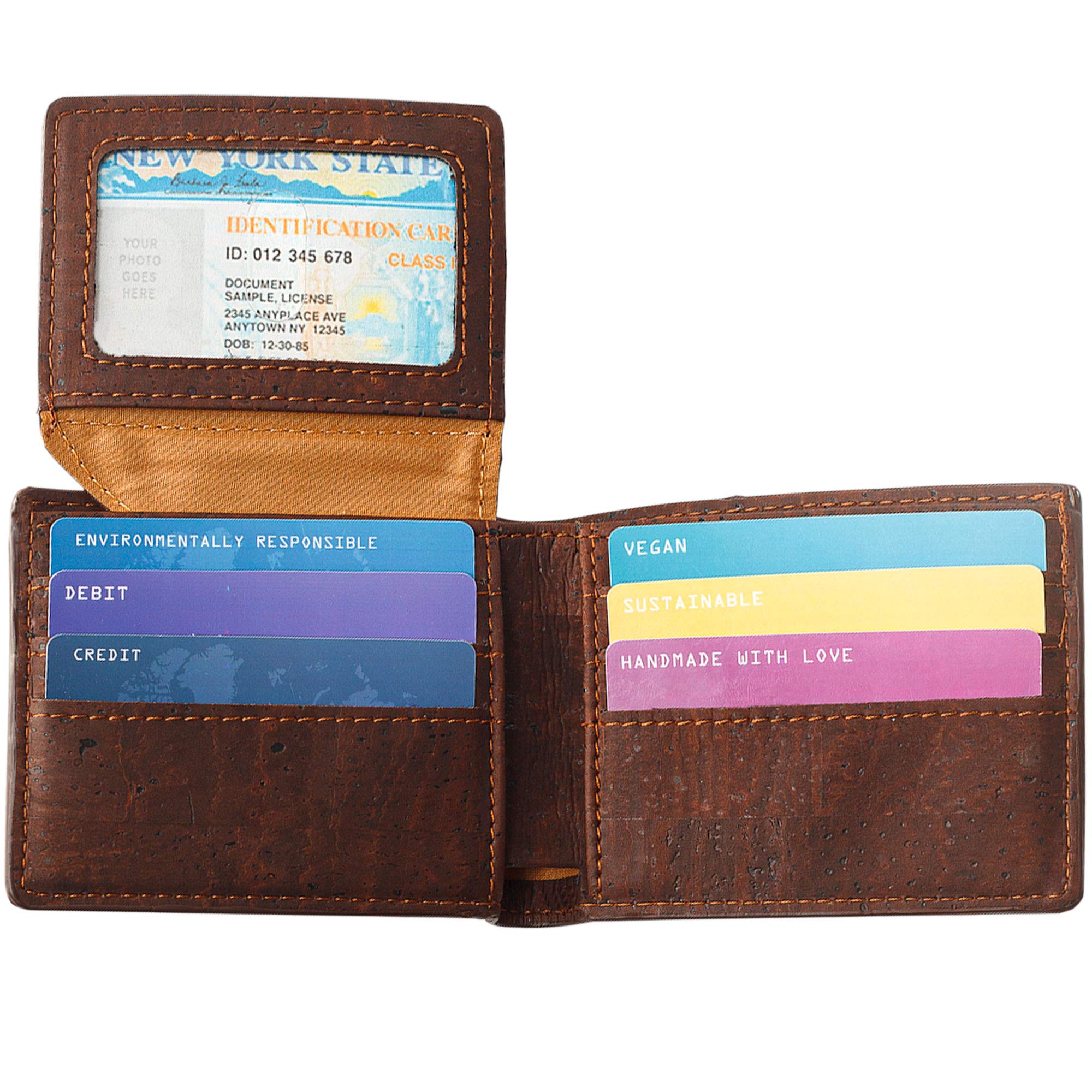 Corkor Cork Passcase Wallet – Non-Leather Bifold Wallet – Men’s Wallet - RFID Blocking-Vegan Leather–Eco Friendly-Brown