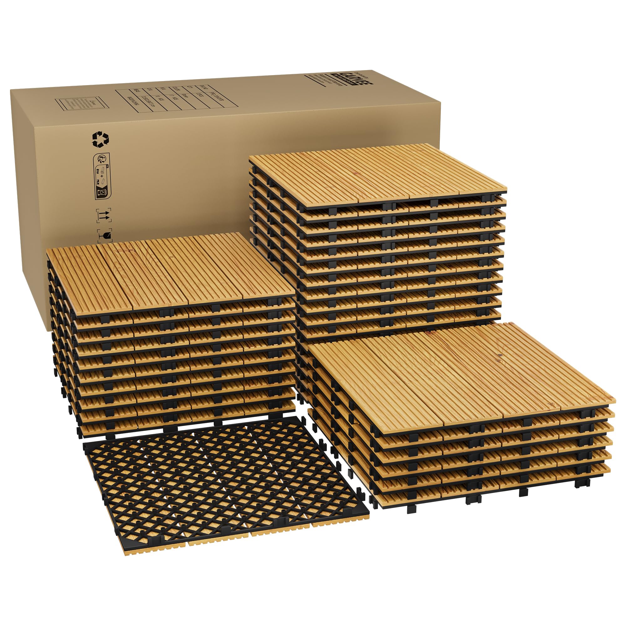 Dalles extensionérieur bois d'acacia massif 30x30cm Jaune 33PCS