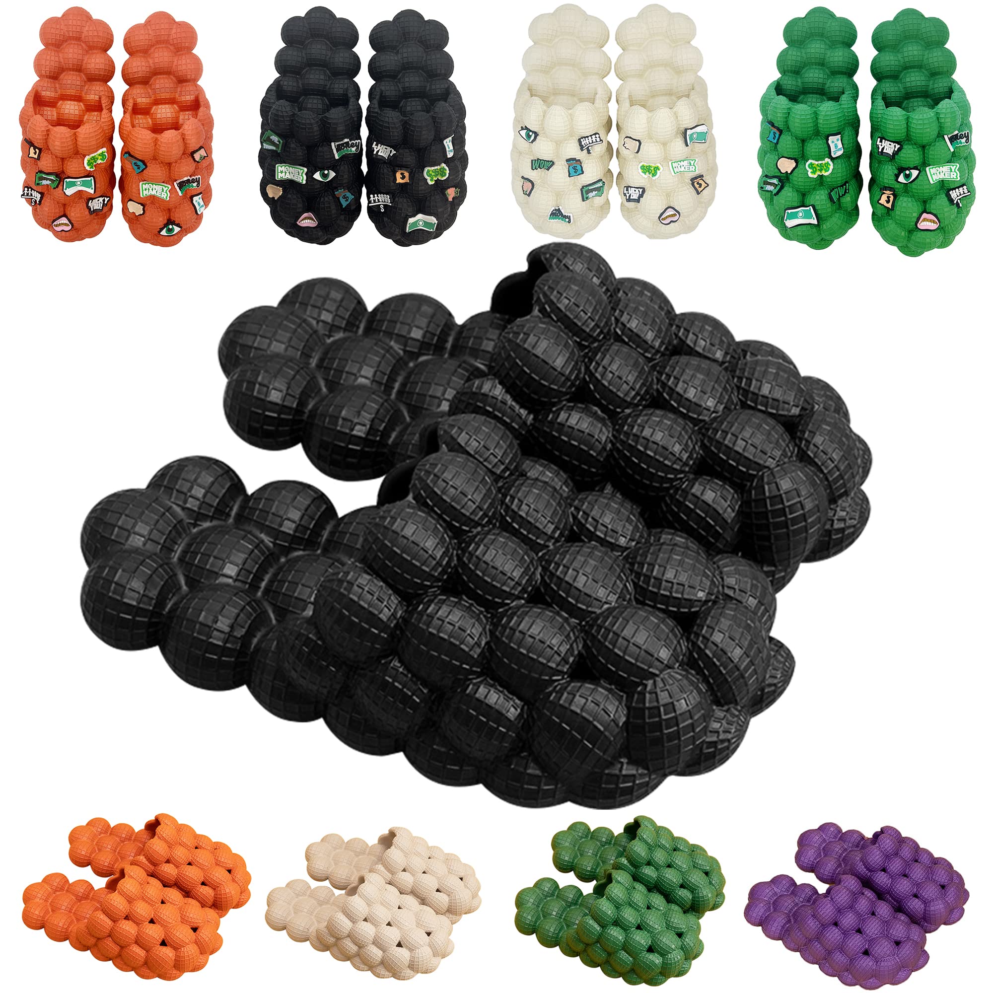 AnboaBubble Slides, Bubble Slippers, Massage Bubble Slides Slippers for Women Men, Funny Lychee Non-slip Spa Slippers, Soft Pillow Stress Relief Slides, Reflexology Sandals for Ladies Slides