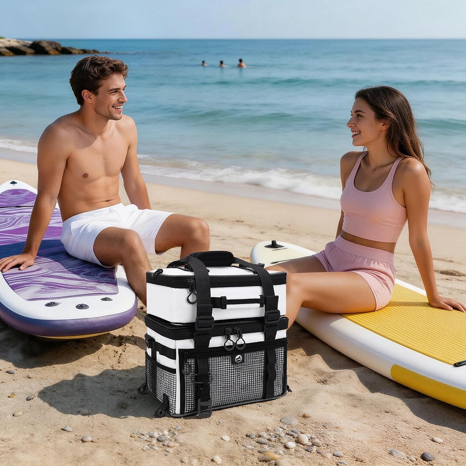 YVLEEN Paddle Board Cooler, 2-in-1 Double Layer Detachable SUP Deck Bag, Waterproof Paddleboard Cooler Bag Stand Up Paddle Board Accessories for Inflatable SUP, Kayak, Boat & Beach
