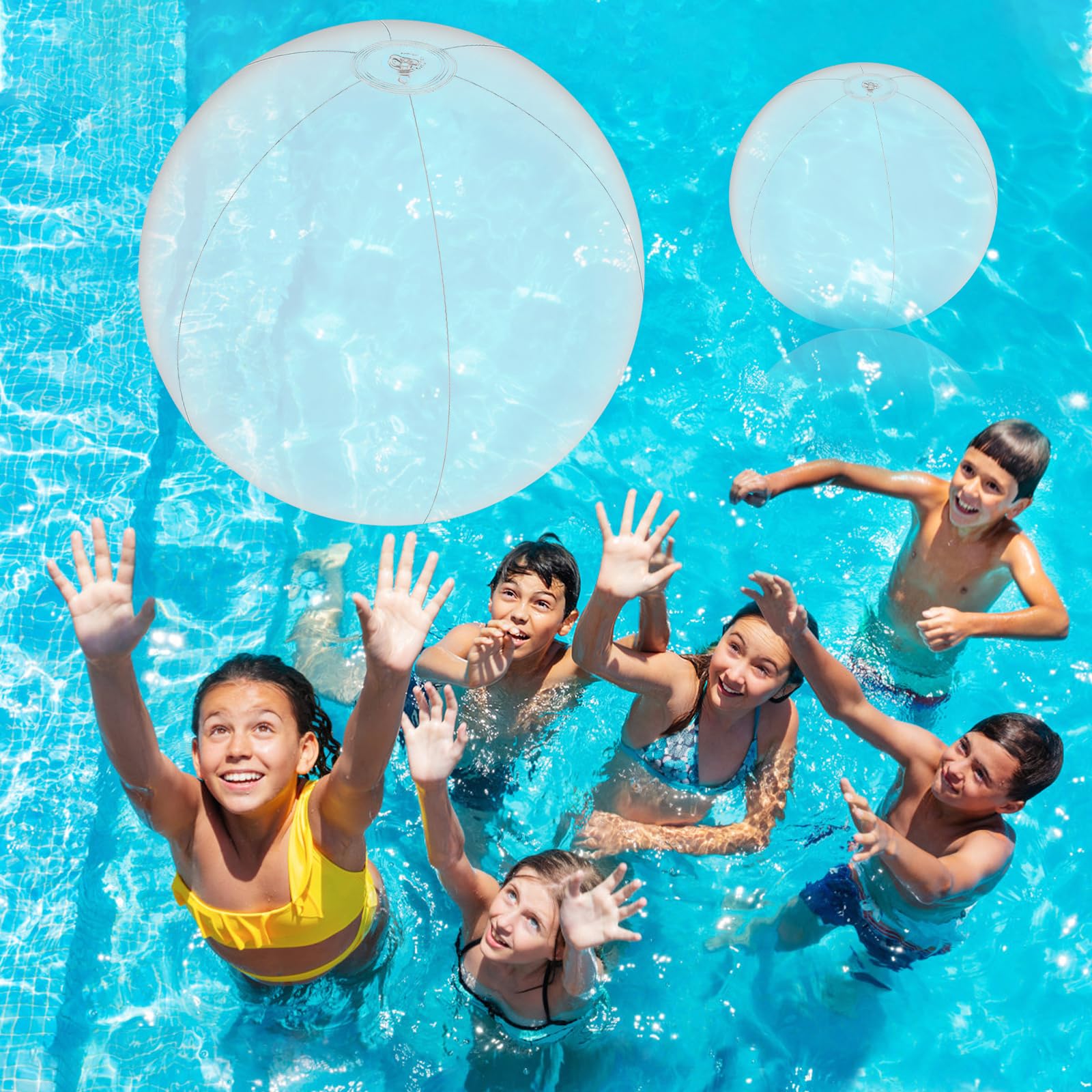 2 pelotas de playa hinchables de 61 cm de PVC, grandes pelotas de playa inflables para piscina, playa, fiesta en el jardín y verano