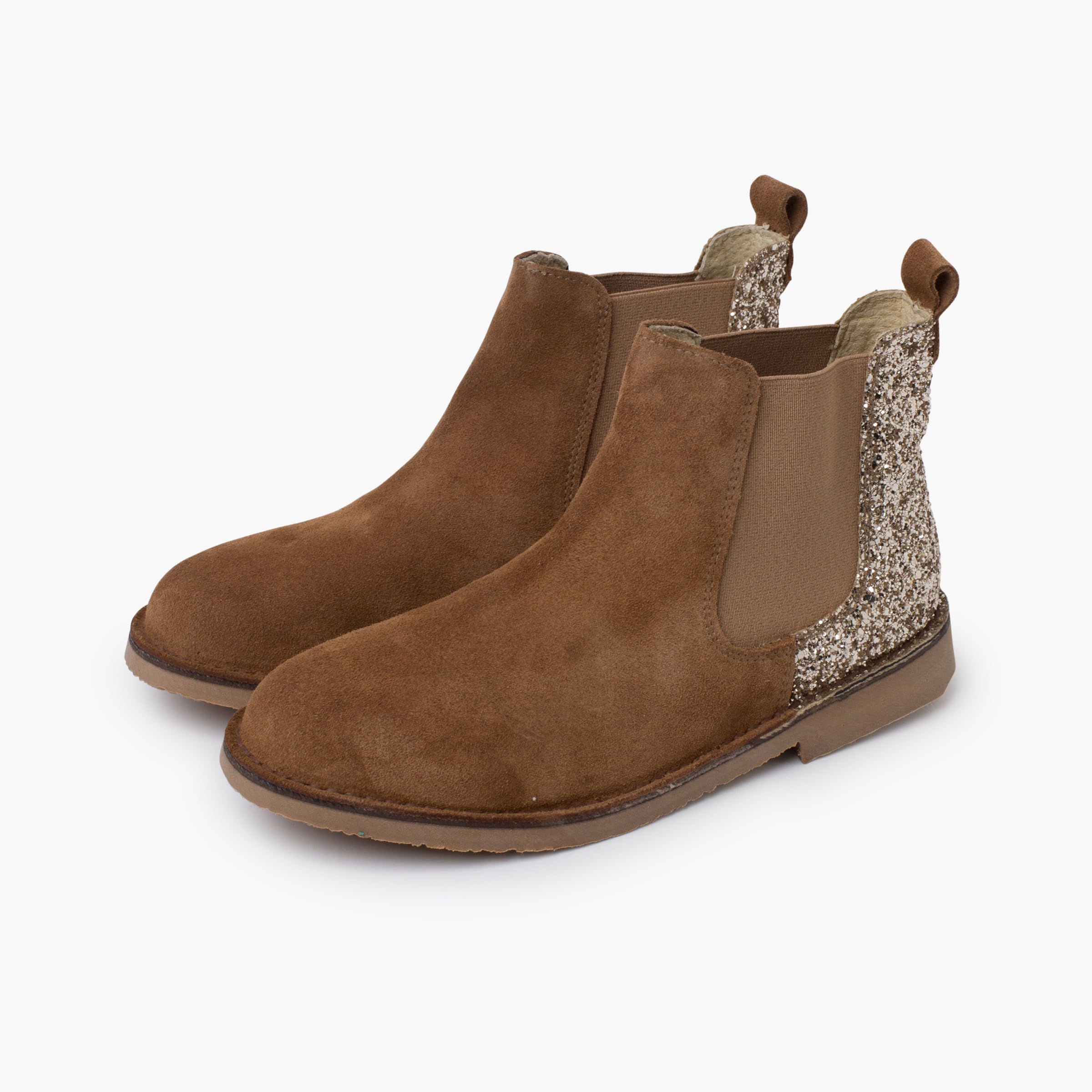 Pisamonas Stivaletti Bambina Scamosciati con Tallone Glitter