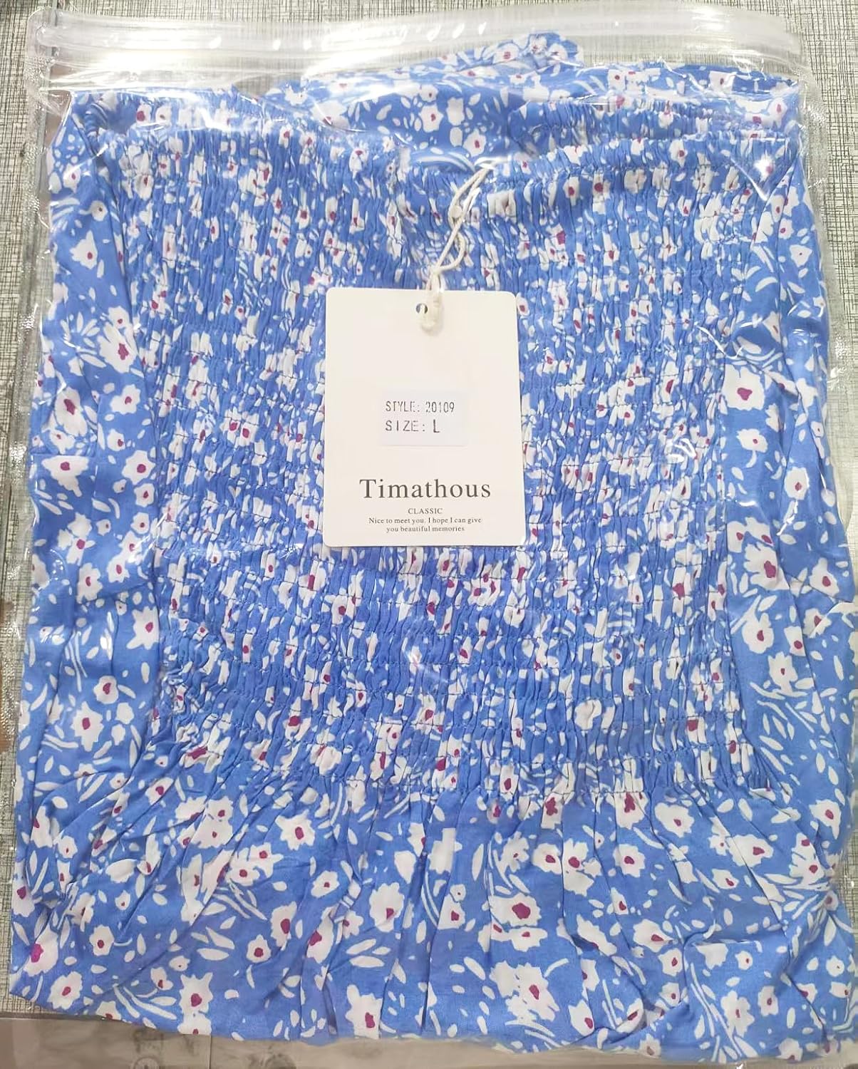 Condition photo showing New/Like New for women's summer strapless tube top maxi dresses off shoulder boho beach long dress small blue floral 109