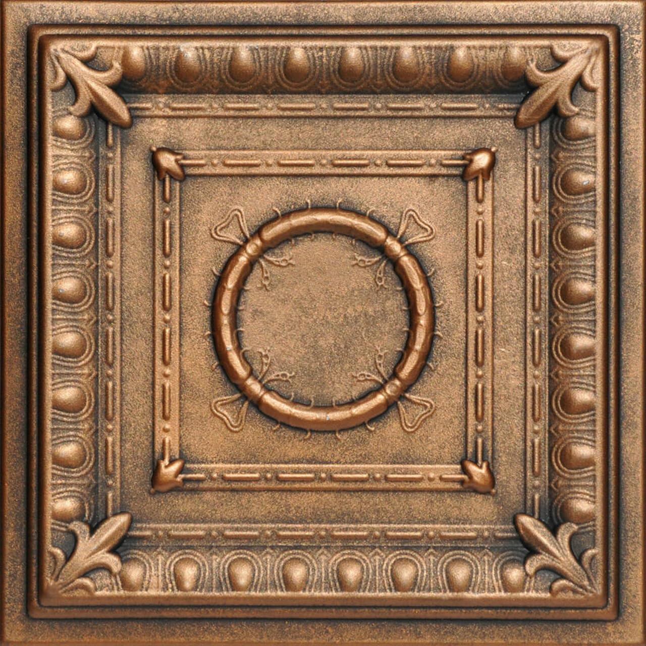 A La Maison Ceilings R47 Romanesque Wreath Foam Glue-up Ceiling Tile (384 sq. ft./Case), Pack of 144, Antique Bronze