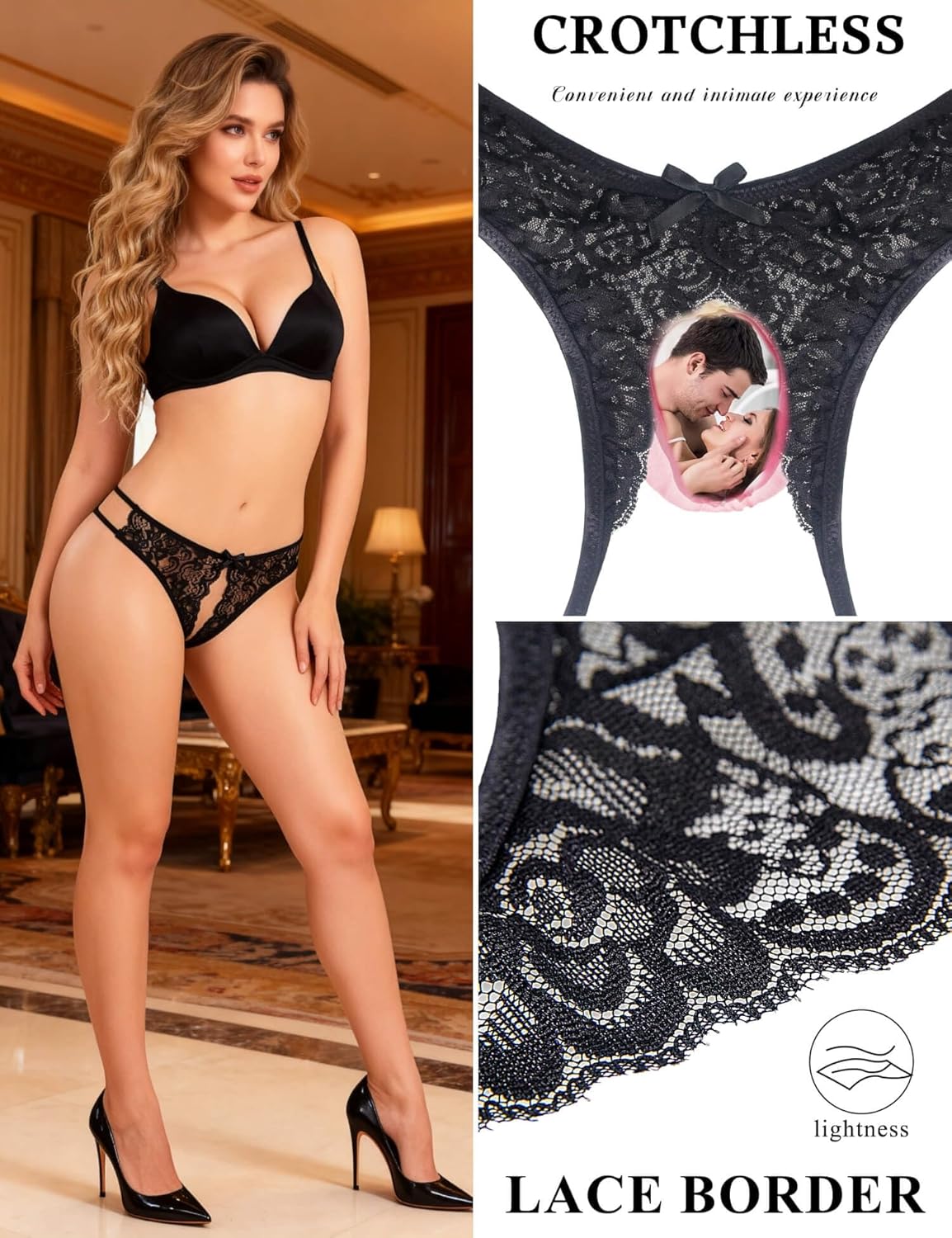 ohyeahlady Unterhosen Damen im Schritt Offen Große Maroc