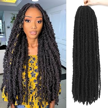Butterfly Locs Crochet Hair 30 Inch Distressed Locs Crochet Hair for Black Women 6 Packs Fairy Butterfly Crochet Locs 30 Inch-6 Packs-1#