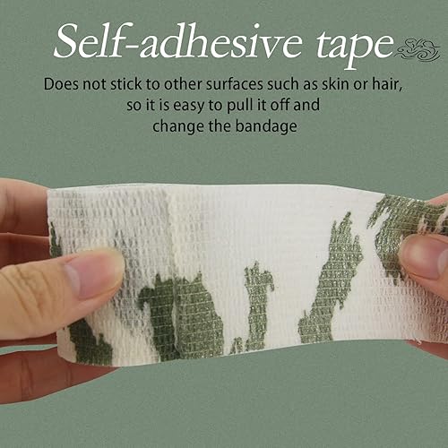 Miniatura 4 de TORMEN Cinta adhesiva de camuflaje, adecuada para deportes, protección impermeable, escopeta de rifle para campamento, caza (camuflaje de nieve, 6