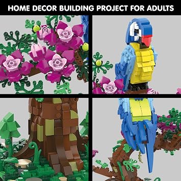 TG BLOCKS Micro Brick Flower Parrot Toy Building Sets, Home Decor and Office Art Creative Gift, DIY Plant Model for Adults, for Teens Ages 8+ Kids | Home Decor and Office Art Creative Gift, DIY Plant Model for Adults, for Teens Ages 8+ Kids