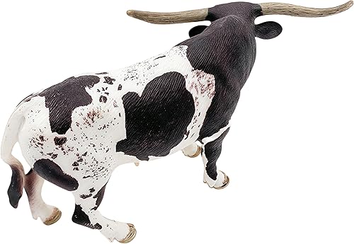 Miniatura 2 de Gemini&Genius Juguetes de animales de granja, figura de acción de vaca de cuerno largo, pintada a mano, 6 pulgadas de largo, juguetes de granja