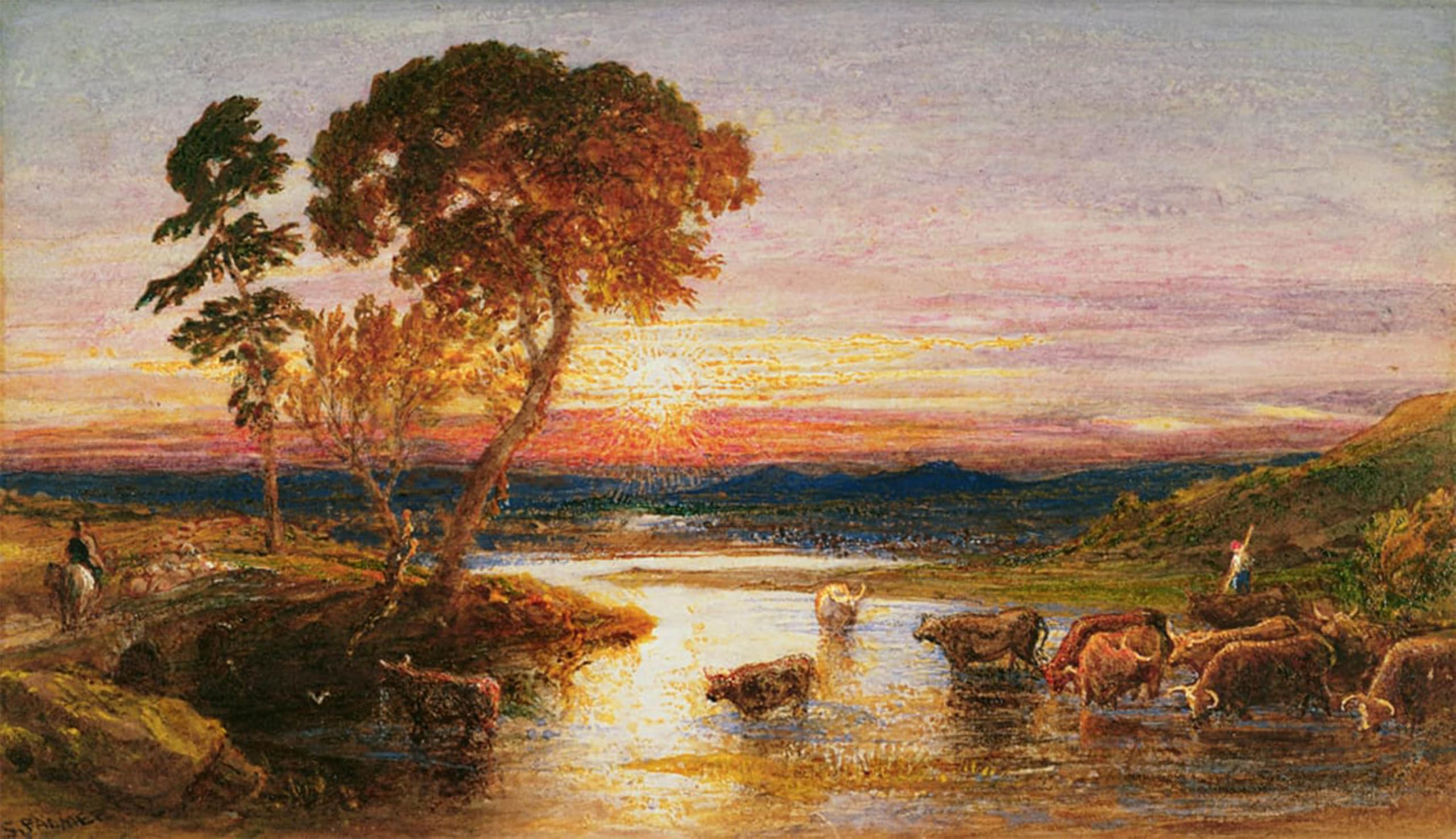 ARTXLXXBN Famous Painting Canvas Artwork Graffiti Print Going to the Fold Sunset by Famous Painter Portrait Canvas Image for Home Decor 60x90cm