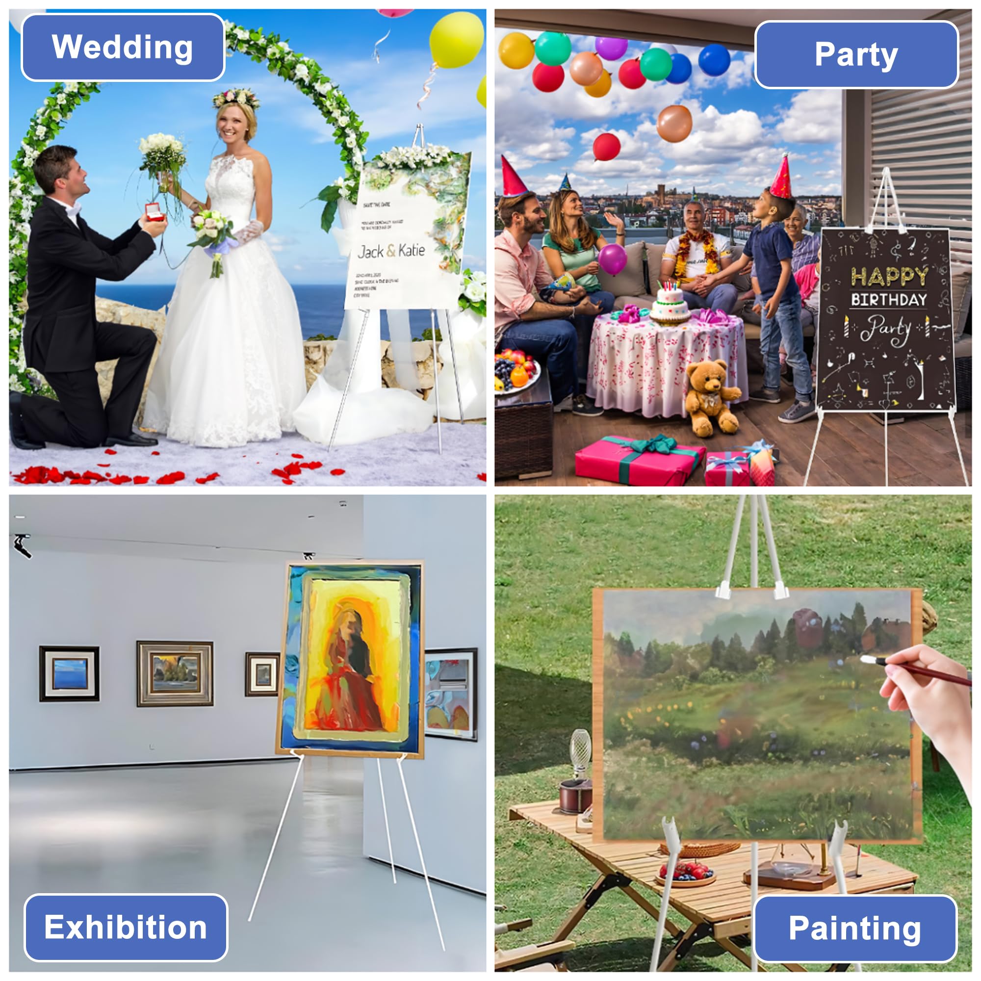 160cm Staffelei Groß Stand für Aufsteller Sitzplan Hochzeit Künstler Poster, Kappbar Stativ Staffelei Hochzeit, Easel Leinwand Ständer für Hochzeit, Malerei, Show (Weiß)