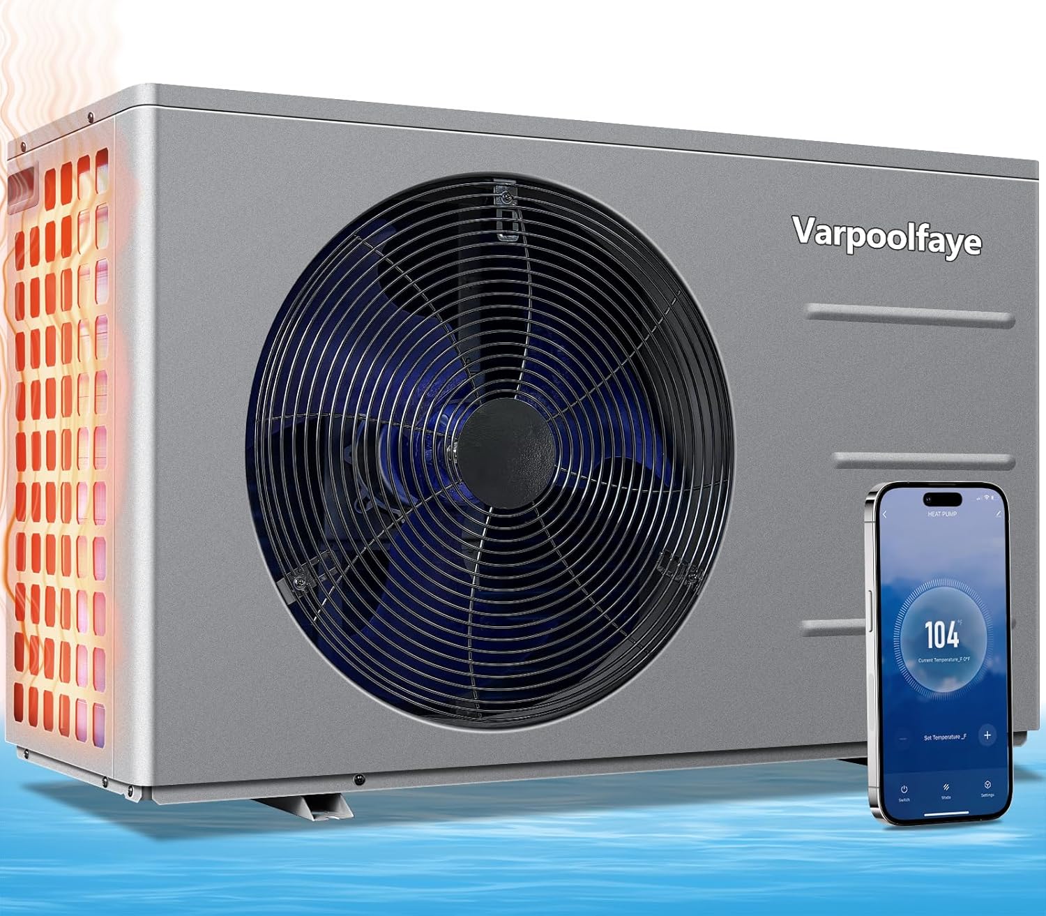 30000 BTU Above Ground Pool Heater 120V 8000 Gallon Swimming Pool Heater Pump Electric WiFi Control Schedule