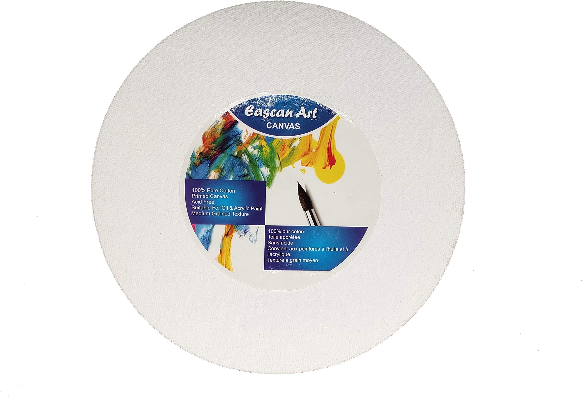 Painting Drawing and Sketch Accessories Cotton 10 Oz Medium Grain Pre Stretched Round Canvas (White) (6 Inch, Pack of 1 (White))