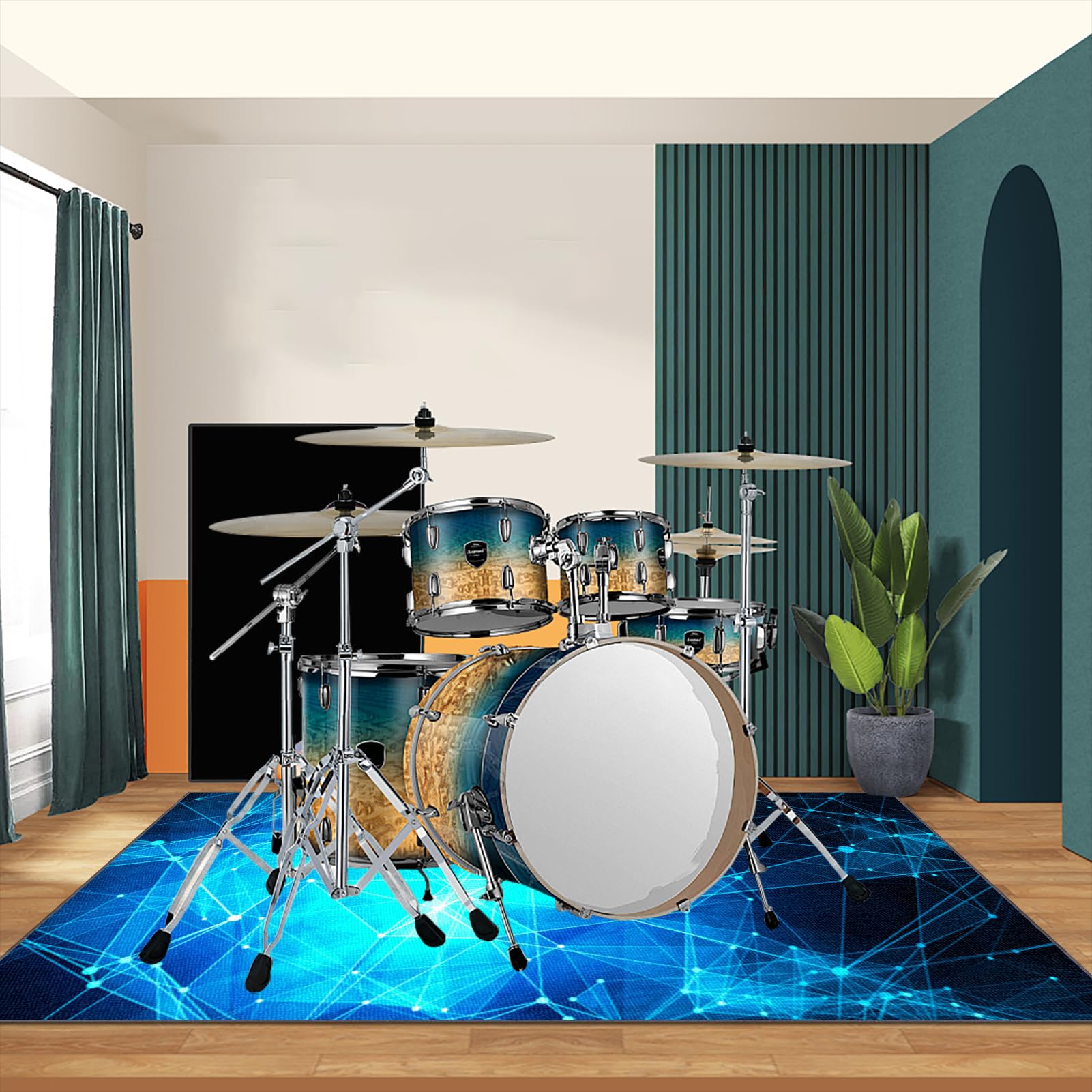 Drum Teppich, Schlagzeug Teppich Professioneller rutschfeste Trommel Teppiche, Elektronisches Schlagzeug Antivibrationsmatten, Klavierteppich Schlagzeugteppich, Schallschutzmatte 200 x 170 cm