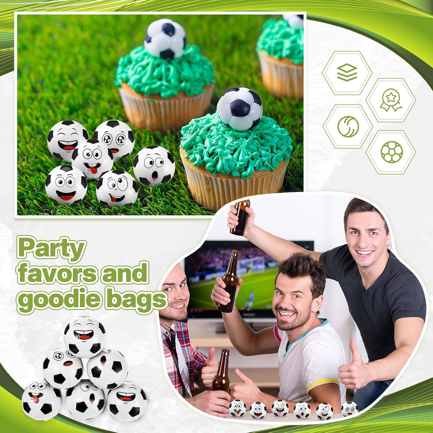 Arrowbash 24 Pcs Mini Face Soccer Stress Balls for Boys Girls Fidget Toys Bulk Foam Balls for Stress and Anxiety Relief Balls for Party Favors Birthday Gift Decoration