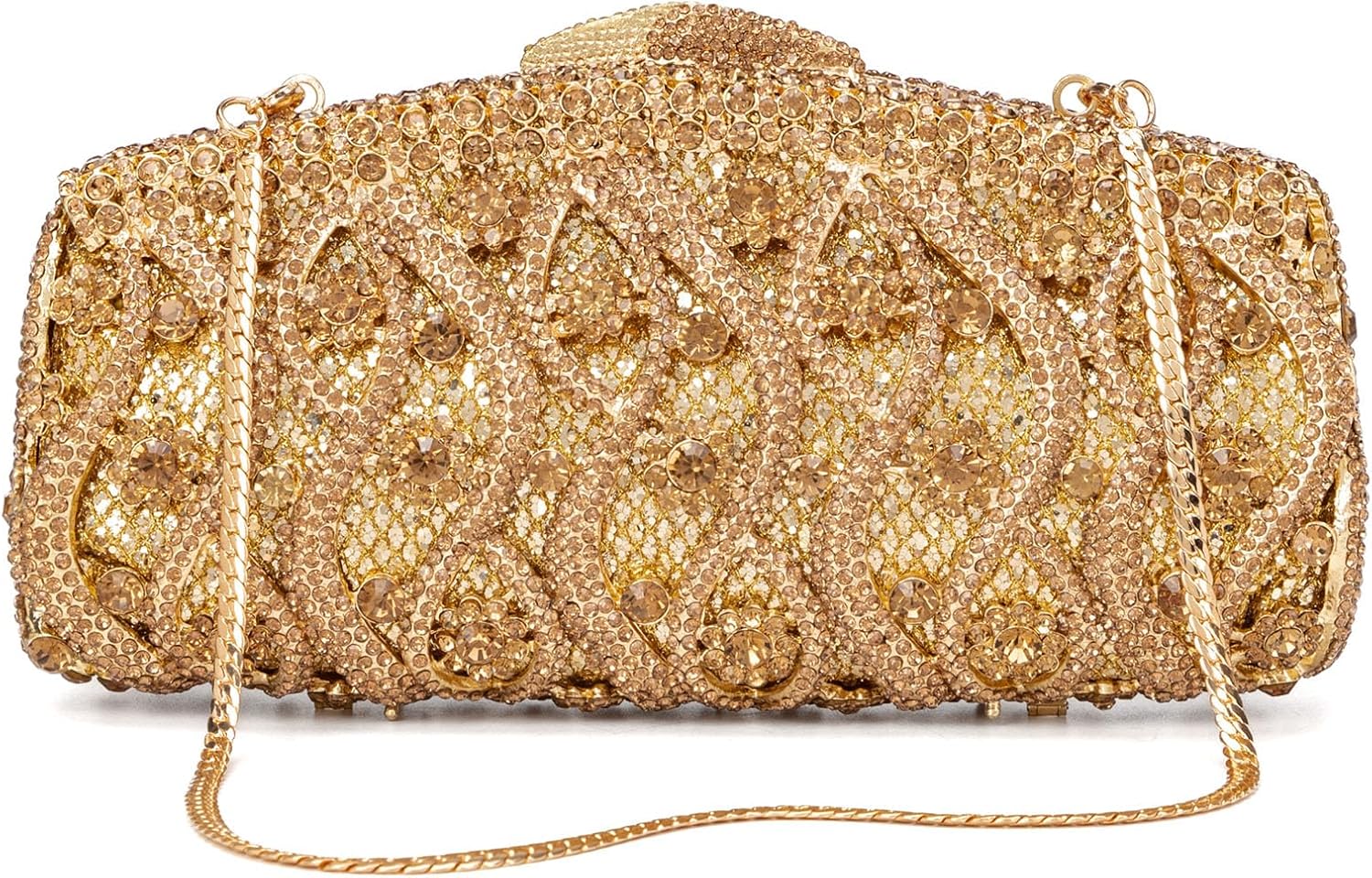 Sweetovo Luxury Hollow-Out Crystal Minaudiere Clutch Fits iPhone 14 Gala