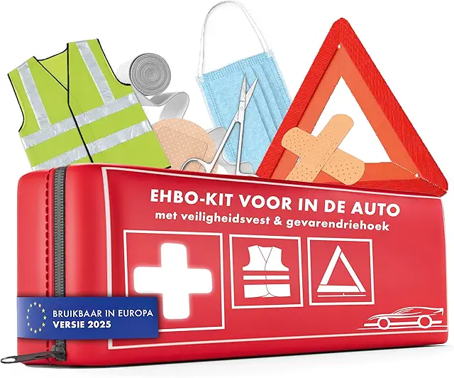 WALSER Car First Aid Kit 2025 with Triangle & Vest - Auto Safety Kit