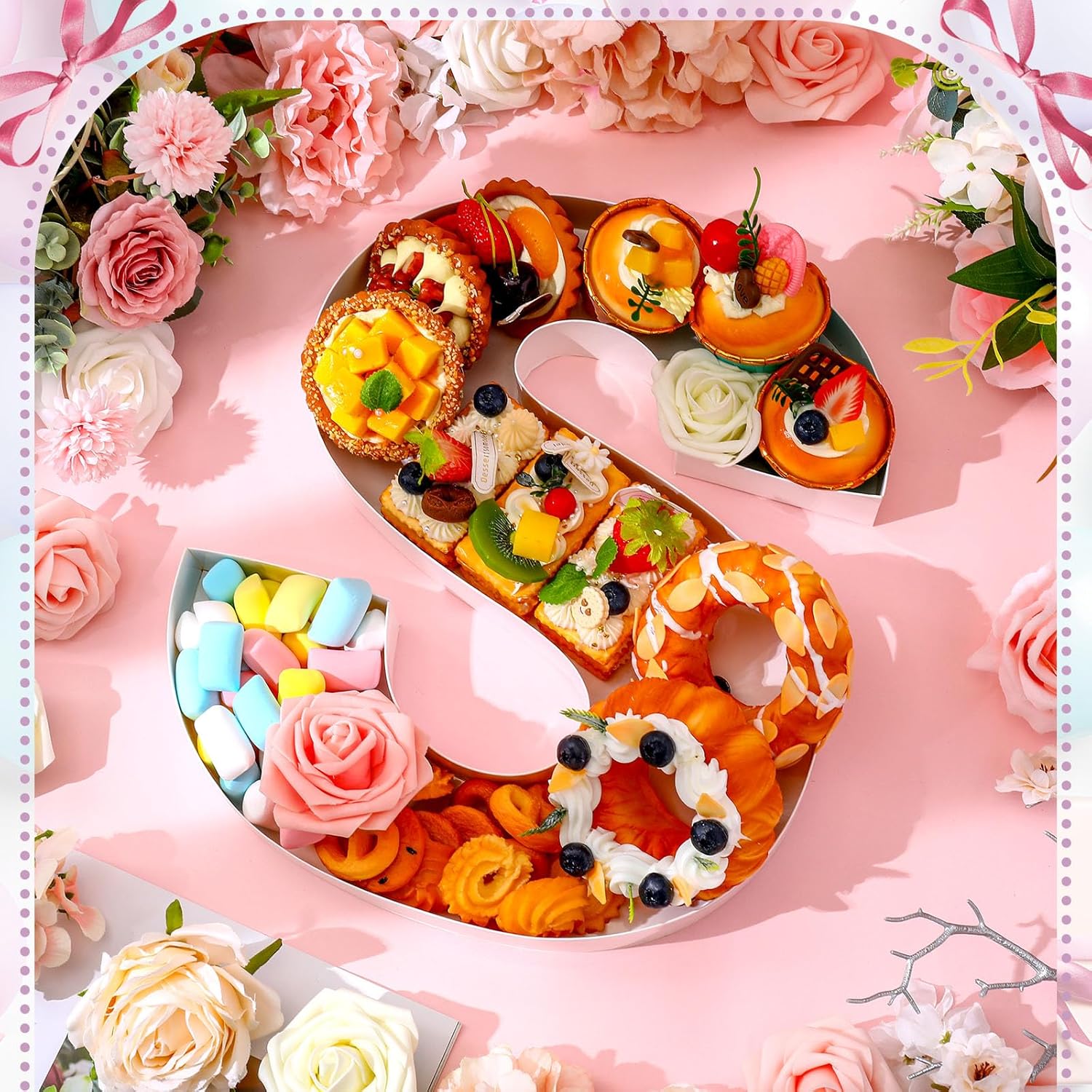 Mifoci 13.7inch Cardboard Letter Boxes Charcuterie Letters Board Fillable Reusable Trays Alphabet Serving Platter for Food Chocolate Candy Decoration Baby Shower Party Anniversary(Letter S)