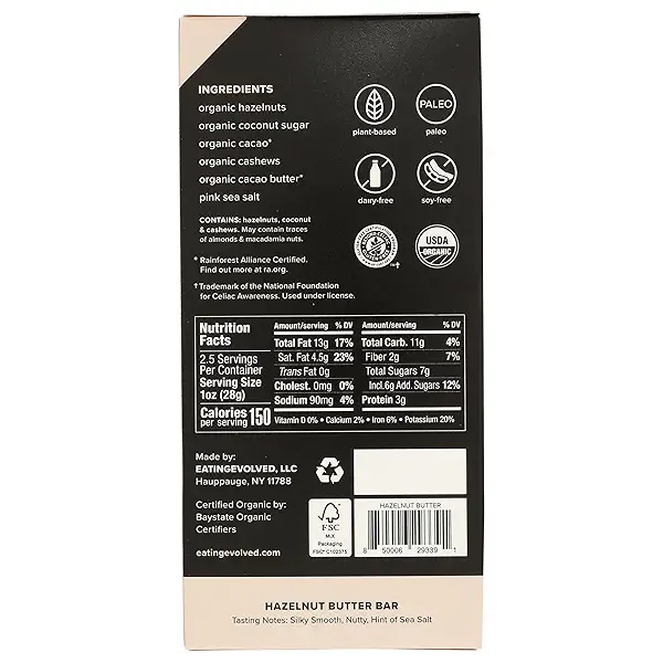 EVOLVED Organic Hazelnut Butter Filled Mylk Chocolate Bar, 2.5 OZ 2