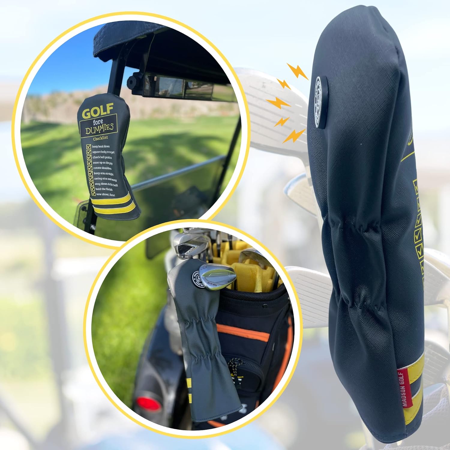 Funny Golf Fore Dummies Checklist Headcovers for Blade Putters Headcover, Great Golfer Golf Gifts for Dad, Men, and Women