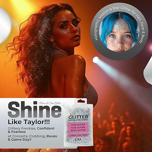 Miniatura 3 de CAI BEAUTY NYC brillantina Fácil de aplicar, fácil de quitar brillantina gruesa para cuerpo, cara y pelo  Bolsa  holográfico Grado Cosmético Glamour