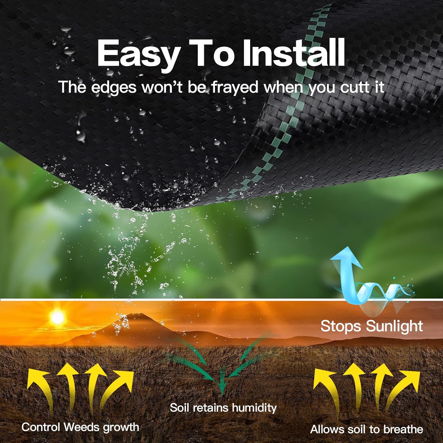 4FT x 115FT Weed Barrier Landscape Fabric, Premium Heavy Duty Woven Garden Ground Cover Weed Block Control Mat Cloth for Gardening, Planting, Farming, Landscaping Flower Bed Driveway