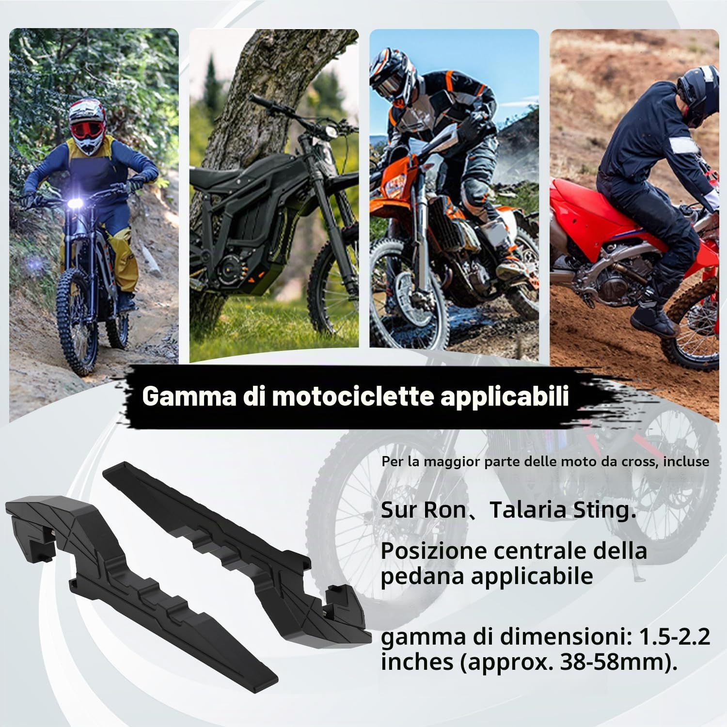 Pedane Passeggero Moto Universali, Estensione Pedane Moto Accessori Motocross per Dirt Bike Pit Bike Surron Light Bee Talaria Sting SX SXF EXC EXCF XC CR CRF YZ YZF