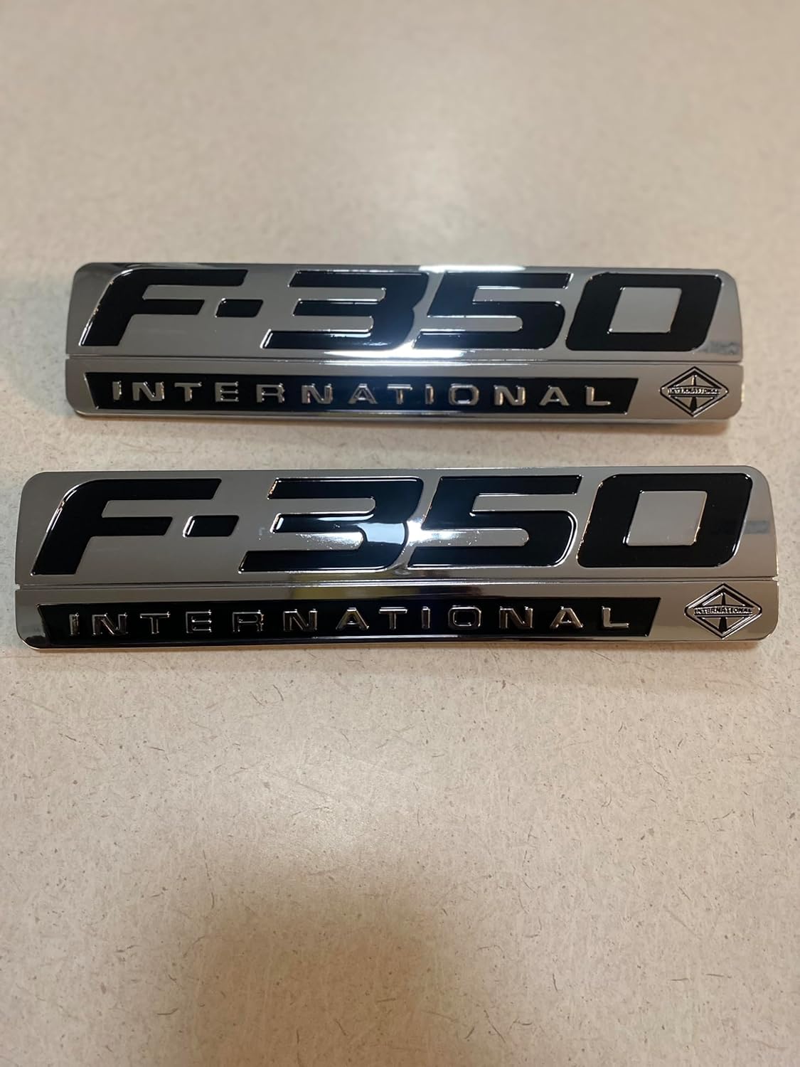 2 X Vintage New 350 International Fender Emblem Nameplate Compatible with 05-07 Badge Side 350 Logo