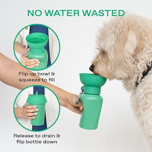Miniatura 6 de Springer Flip - Botella de agua portátil para perros con cuenco plegable de silicona de grado alimenticio, botella de agua de viaje para perros de