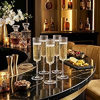 Vista 4 de Paquete de 36 copas de champán de plástico transparente, copas de champán desechables acanaladas de 6 onzas, copas de mimosa vintage transparentes