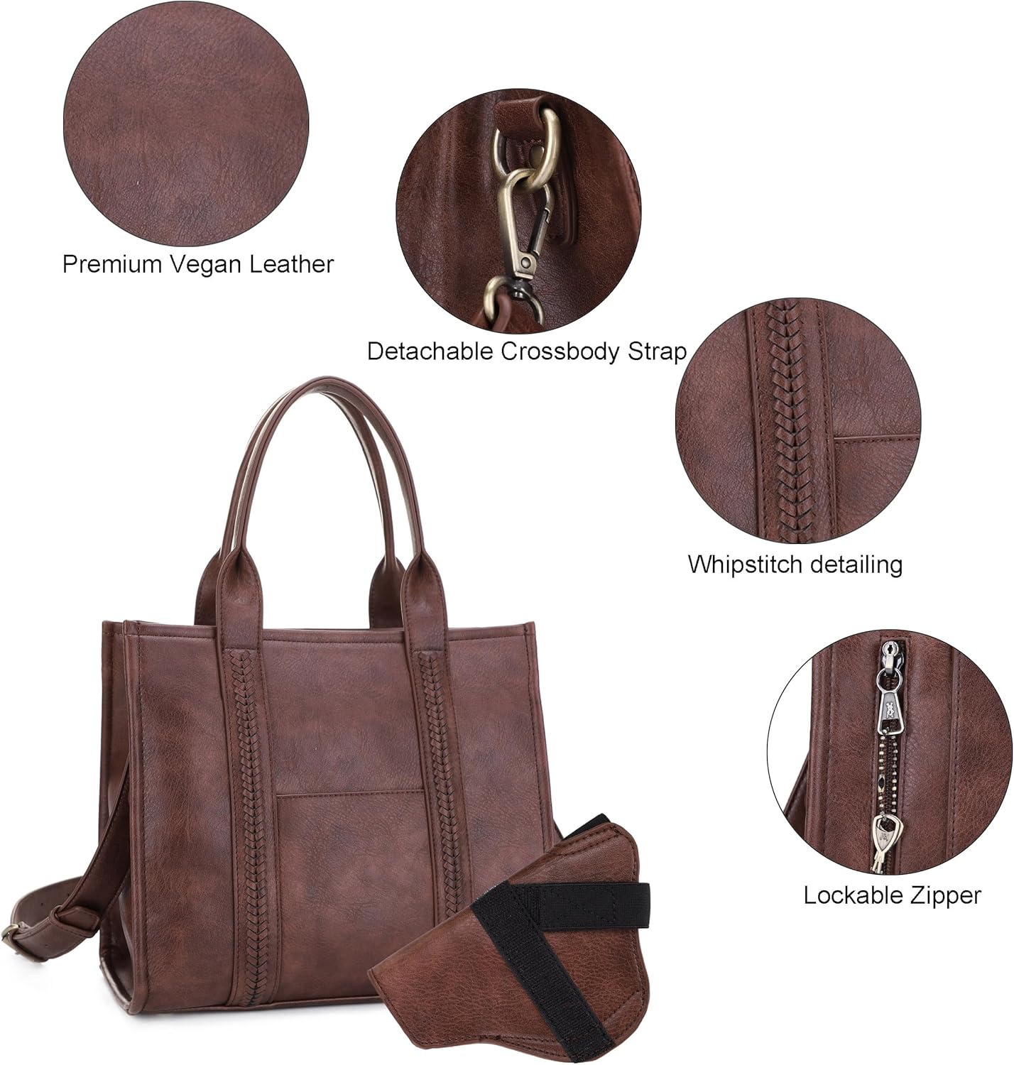 JESSIE & JAMES Kathy Tote Bag With Hidden Pocket and Removable Shoulder Strap