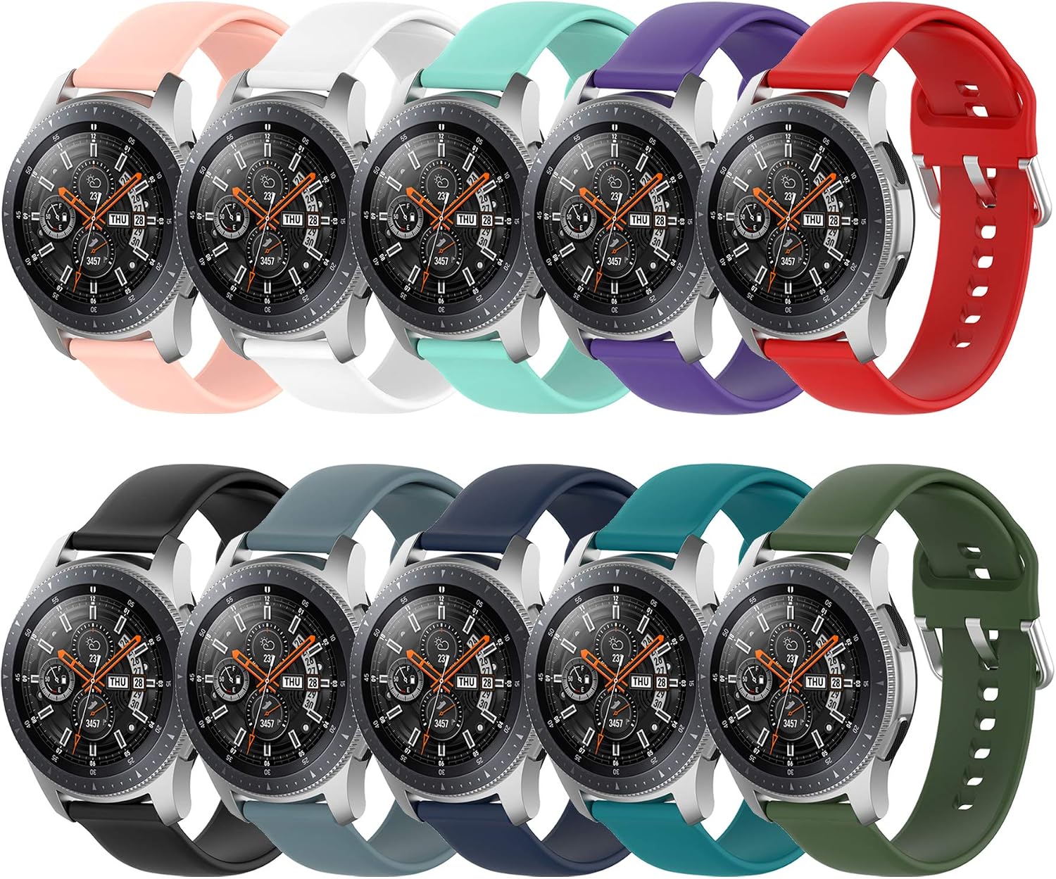 Band for Galaxy Watch 3 45mm, 22mm Soft Silicone Replacement Sport Strap for Samsung Galaxy Watch 46mm/Gear S3 Frontier/Gear S3 Classic (No Tracker)